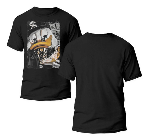 Playera Negra Estampado Rico Mc Pato 100% Algodon