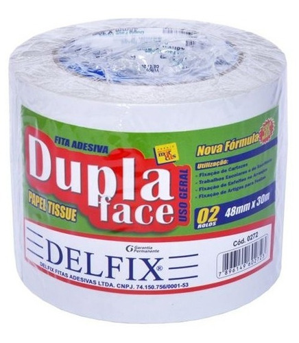 Fita Dupla Face Papel Tissue Delfix 48mmx30m C/02 Rls