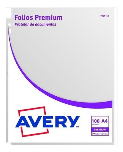 Folios 70100 Avery® Premium A4 70 Mic X 100u Extra Reforzado