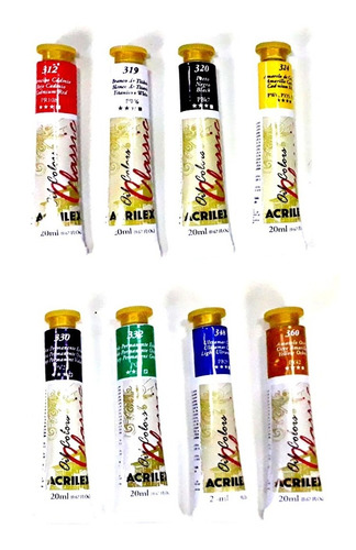 Imagem 3 de 3 de Tinta Oil Colors Classic Acrilex Conjunto 8 Cores 20ml