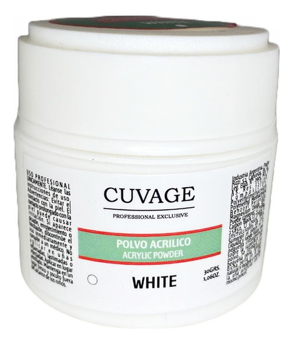 Cuvage Polimeropolvo Acrilico Uñas Esculpidas X30grs Color White