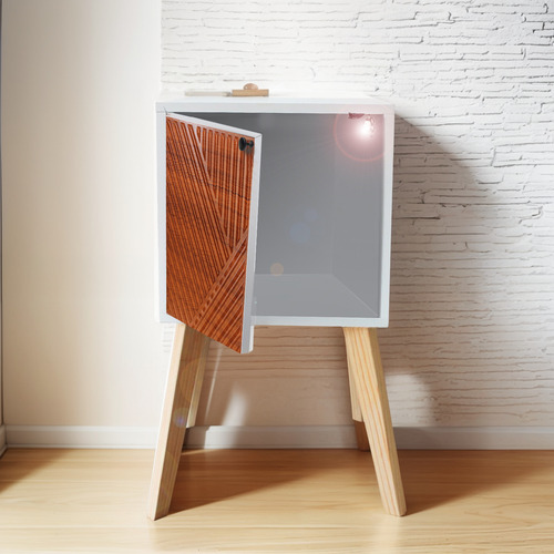 Buro Noche Iluminacion Luz Led Mdf Resistente Relieve Cafe