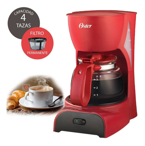 Cafetera Oster® Bvstdcdr5r Para 4 Tazas - Rojo
