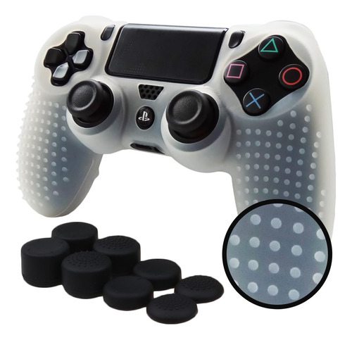 Funda Joystick Ps4 Grip Pandaren Blanco Transparente