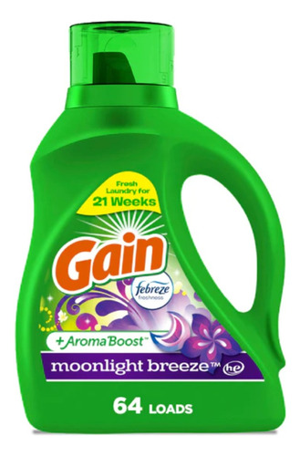 Detergente De Ropa Líquido Moonlight 2.72lts (64 Lav) Gain