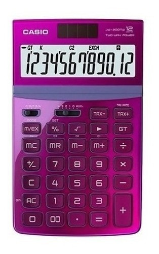 Calculadora De Escritorio Casio Jw 200 Tw Visor Inclinable Color Fucsia