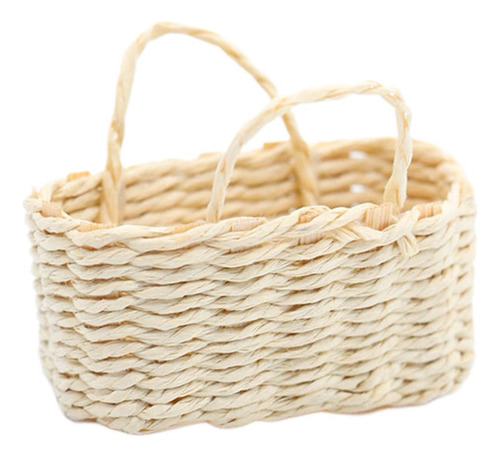 Cesta Tejida Para Casa De Muñecas 1:12, Rectángulo