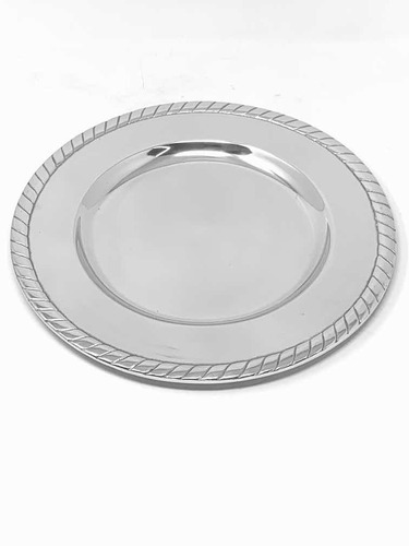 Porta Plato Base Platon Modelo Cordon 30 Cm Diámetro Pewter