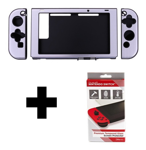 Nintendo Switch, Case De Aluminio + Mica De Cristal Templado