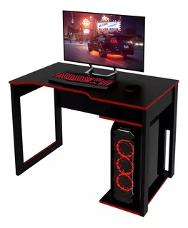 Escritorio Gamer Bonno Thonet Negro Con Rojo