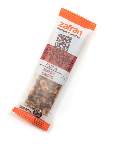 Barra De Cereal Mani Y Cacao Sin Tacc Zafran X 12 Unidades