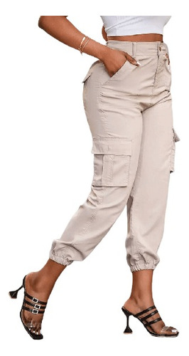 Pantalones Blanco De Mujer Cargo Pants Skinny Cintura Alta