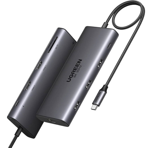 Hub Usb-c 10 En 1 2 Puertos Hdmi 8k,4k@60hz 3 Usb-a