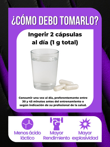 Beta Alanina 60 Cápsulas Fórmula Vital +rendimiento Sin Sabor