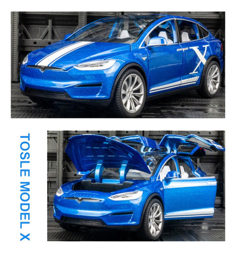 Tesla Model X Puerta Ala Gaviota Miniatura Metal Autos 1/20