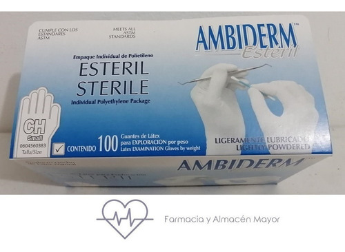 Caja De Guantes Talla Chica De Látex Estériles Ambiderm 