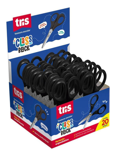 Tesoura Escolar Tris Class Black 13cm.