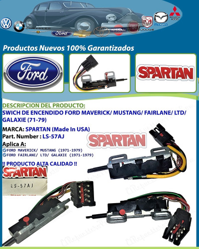 Swich Encendido Ford Maverick Mustang Fairlane Ltd Galaxie