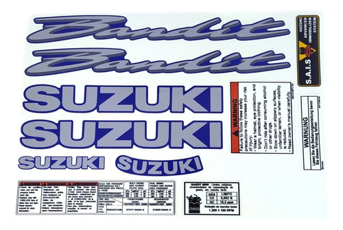 Kit Emblema Adesivo Compatível Bandit 600n Azul 2001 A 2012 Cor Adesivo Bandit 600n 2007 Azul