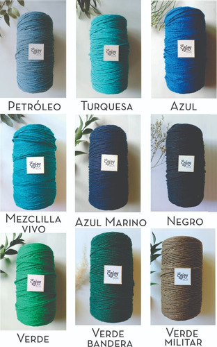 6 Cordones Para Macramé - 2mm, 500gr C/u, 3cabos