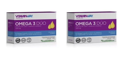 Omega 3 Duo Vegetal Chia Marino Pescado Trigliceridos X2