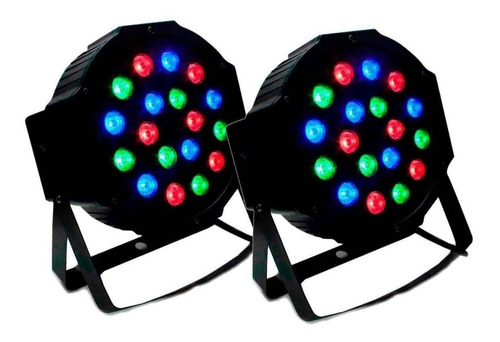 2x Canhão Refletor Led 18 Leds Rgb Bivolt Dmx Strobo Digital