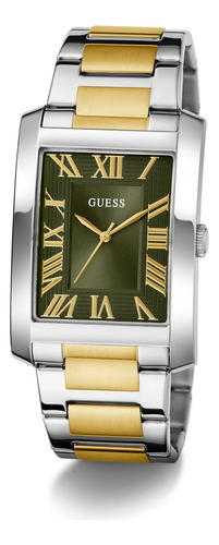 Reloj Guess Clyde Bitono Hombre Bisel Plateado Fondo Verde
