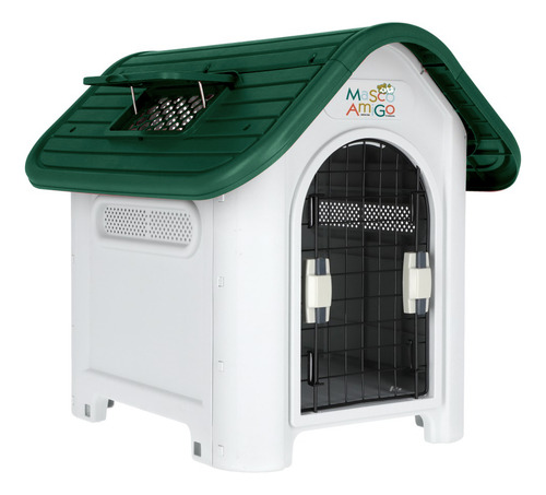 Casa Para Perro Térmica Mascoamigo Con Puerta Razas Chicas Color Verde Musgo