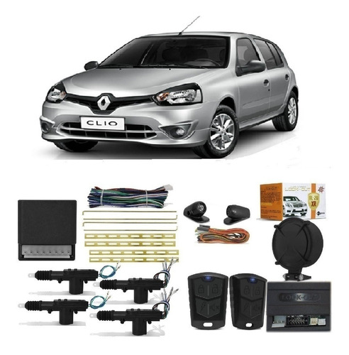 Kit Trava Elétrica + Alarme Clio Hatch Sedan 4 Portas