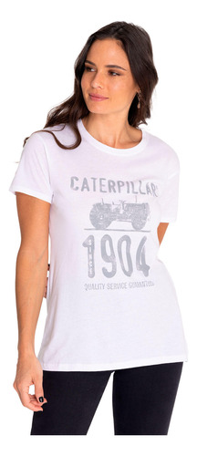 Polera Manga Corta Mujer Historic Graphic Blanco Cat