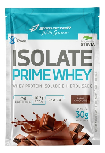 Isolate Whey Prime Sachê Dose Única Sabores - Bodyaction Sabor Chocolate