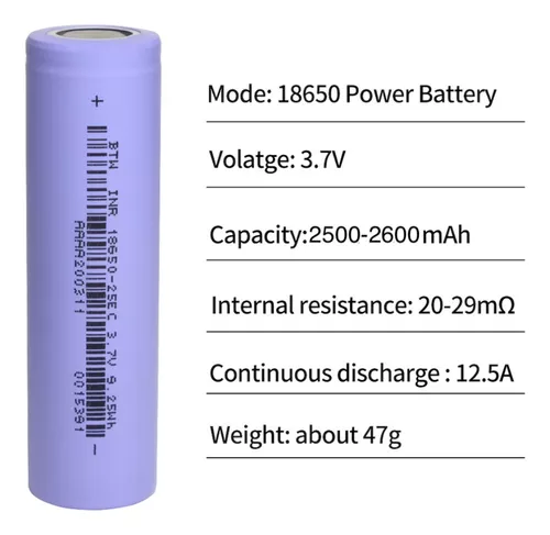 Pila 18650 Para Bateria De Litio Recargable Btw 3.7v
