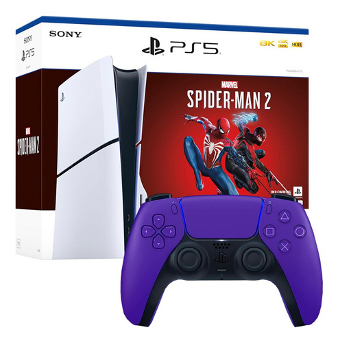 Consola Playstation 5 Ps5 Slim Spider Man 2 Y Mando Morado