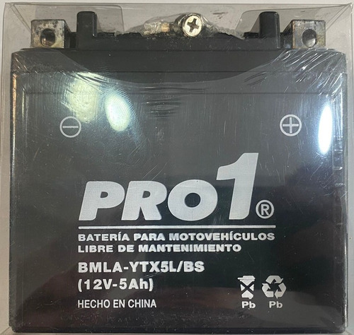 Bateria Moto Pro1 Ytx5l/bs Gel Libre Mantenimiento 12v 5ah