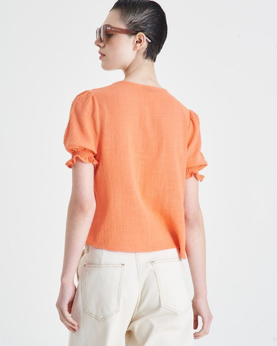 Imagen 2 de 5 de Camisa Portsaid Rustic Cotton Cancun Pumpkin Cuello V Mujer