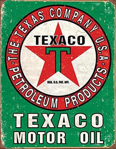 Texaco Motor Oil Weathered Tin Sign  Decoración De Par...