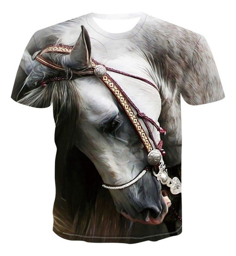 Playera De Manga Corta Casual Lindo Caballo Patrón Simple T