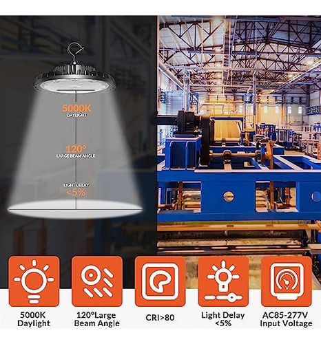 Luz Led De Alta Bahía De 150 W, 21,000 Lm, 5000 K, Luz Diurn