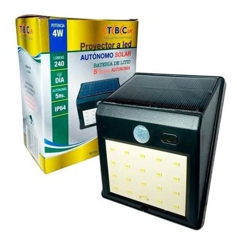 Reflector Led Solar Autónomo Recargable 4w Sensor Mov Tbcin Color de la carcasa Negro