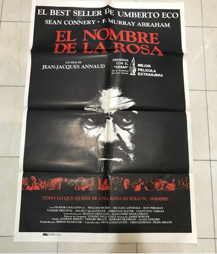 Antiguo Afiche De Cine - El Nombre De La Rosa- Envio Gratis