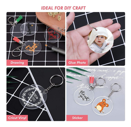 50pcs Acrílico Círculo Llavero Para Bricolaje Llavero