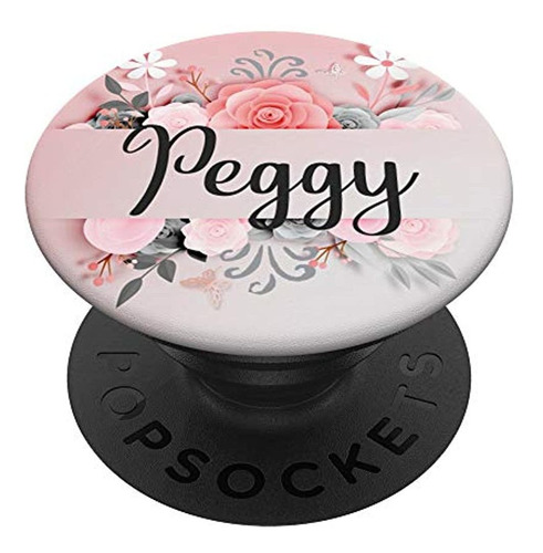 Nombre De Regalo Peggy Monograma Rosa Gris Negro Flores