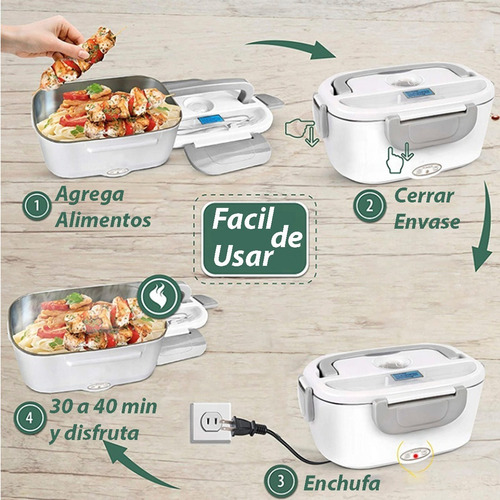 Imagen 8 de 10 de Lonchera Electrica Portatil Termo De Comida Electrico Vianda