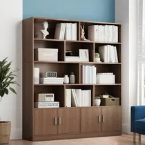 Comprar Libreros De Madera Modernos Mueble Organizador Con 4 Puertas