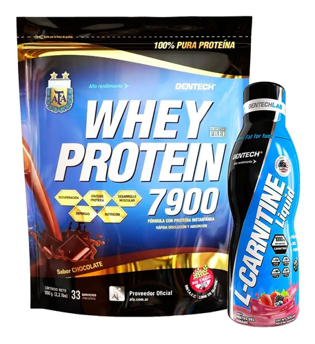 Whey Protein 7900 1 Kg + Carnitine Liquid Gentech 0% Gluten
