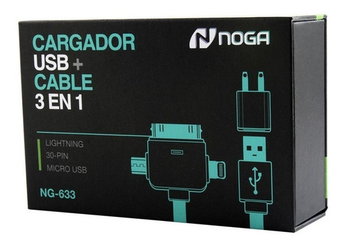 Imagen 5 de 10 de Cargador Celular Universal Usb Lightning 30 Pines 3en1 Noga
