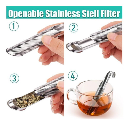 * 2 Difusor Artefact De Té Acero Inoxidable Con Mango Gancho