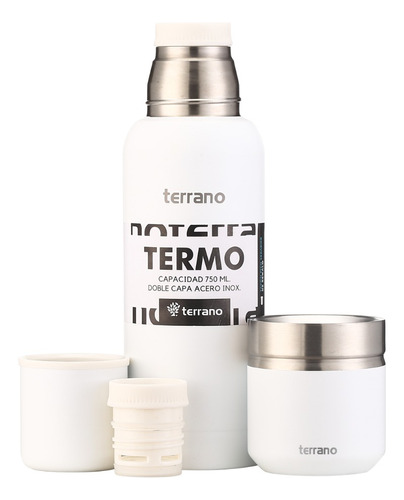 Set Termo 750ml Slim + Mate Acero Folkie. Bombilla Regalo. 