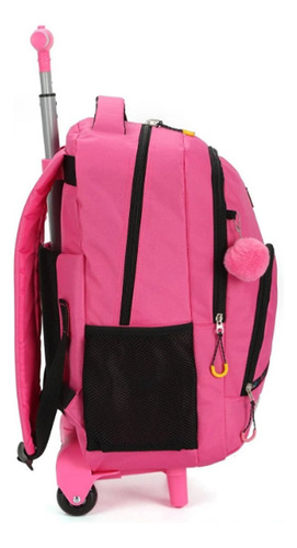 Mochila Escolar Infantil/juvenil De Rodinhas Barbie Rosa Desenho do tecido Liso