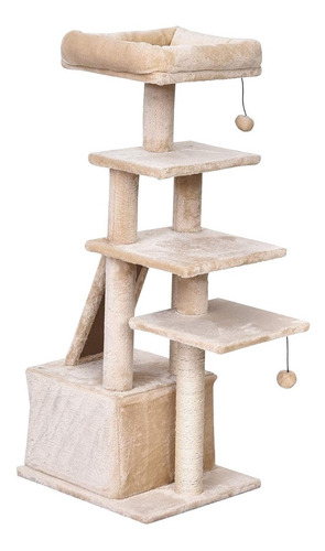 Imagen 3 de 8 de Rascador Torre Casita Gatos 114cm Altura Terciopelo Condo